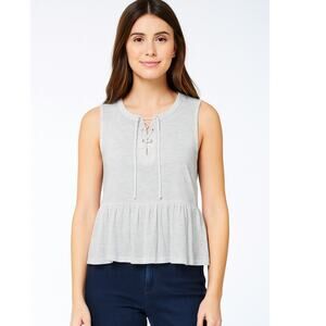 Lucky Brand Sleeveless Peplum Tunic Top with Front Tie - Women’s Size Large NWOT